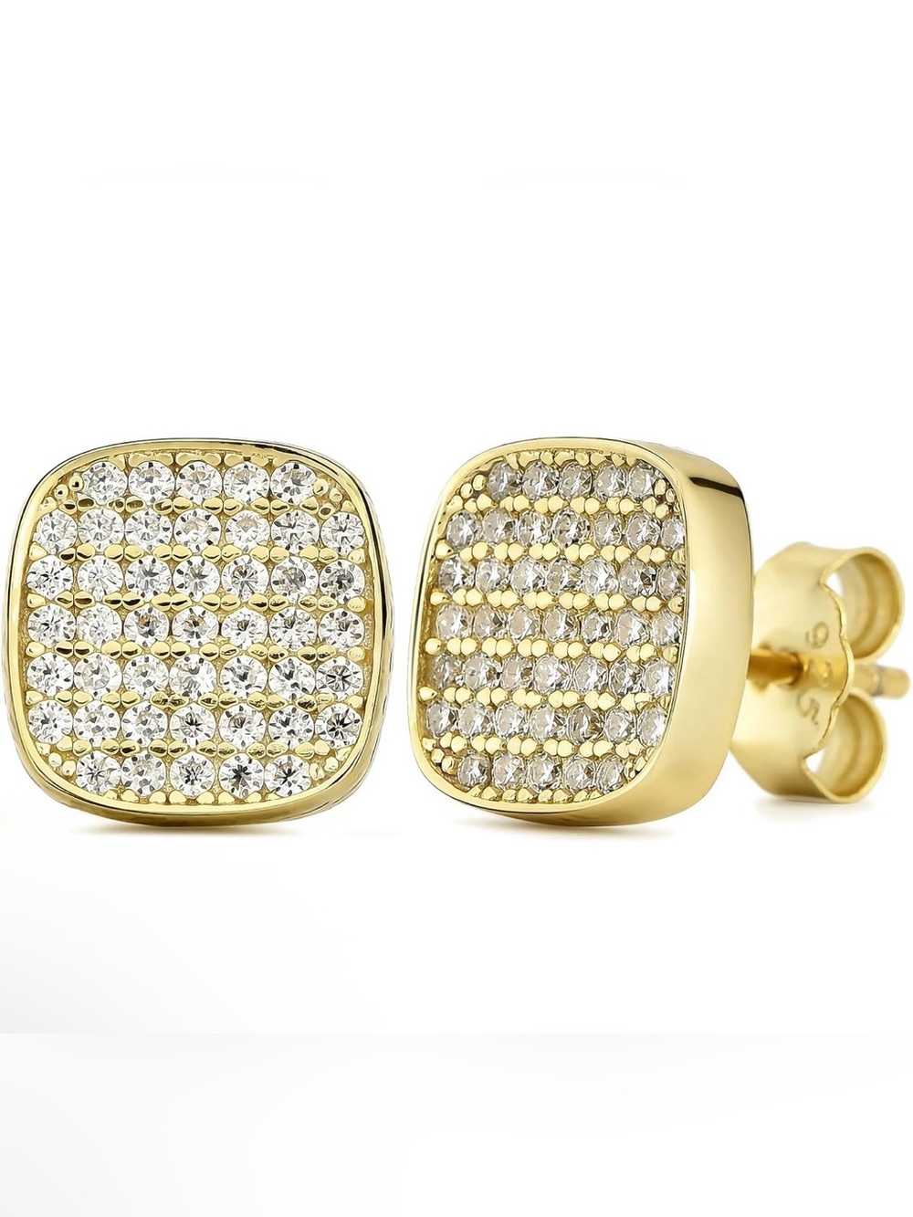925 gold over Moissanite Earrings new in box,small and beautiful